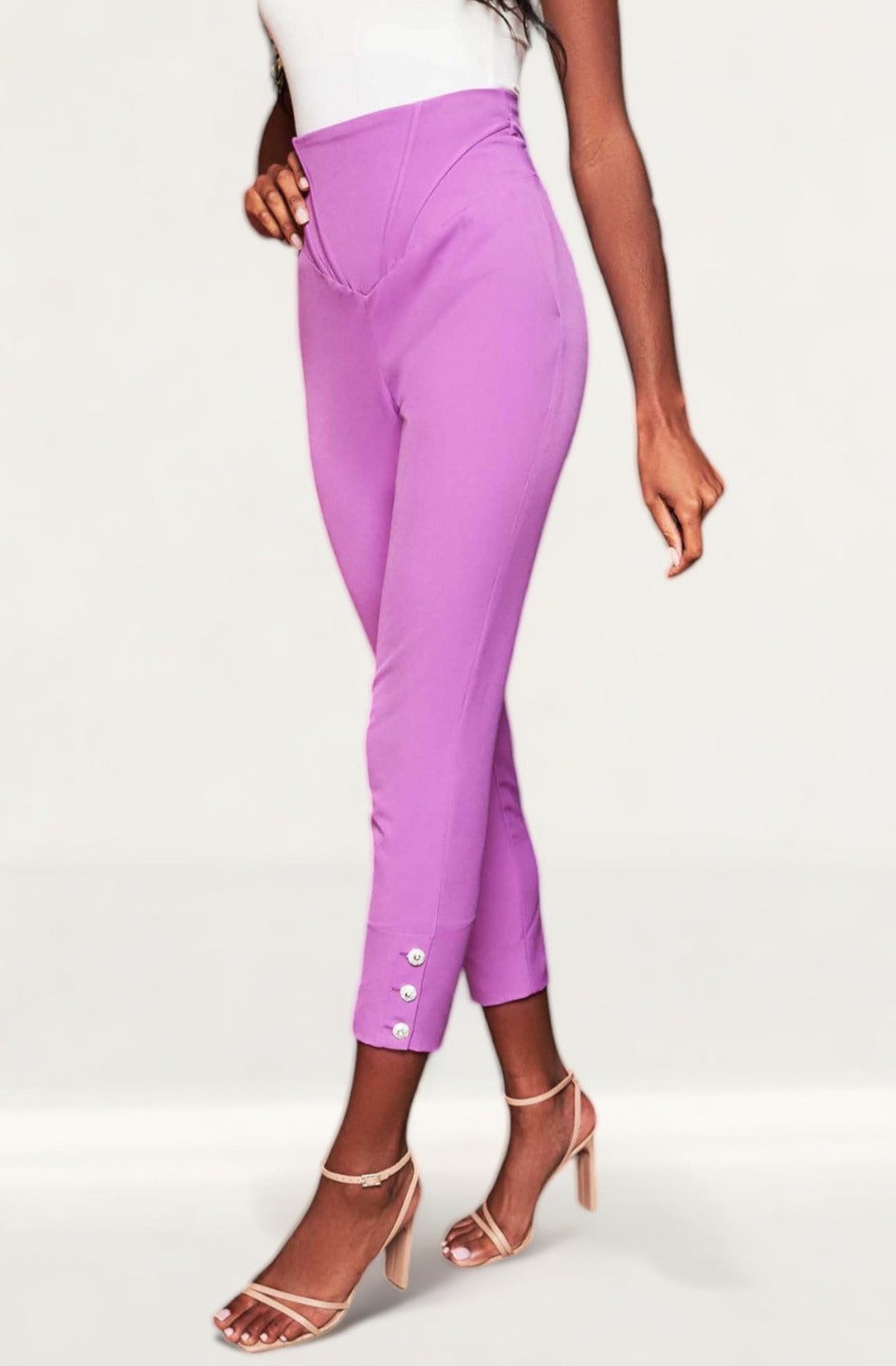 Lavish Alice Purple Balloon Sleeve Blazer And Corset Waist Trousers