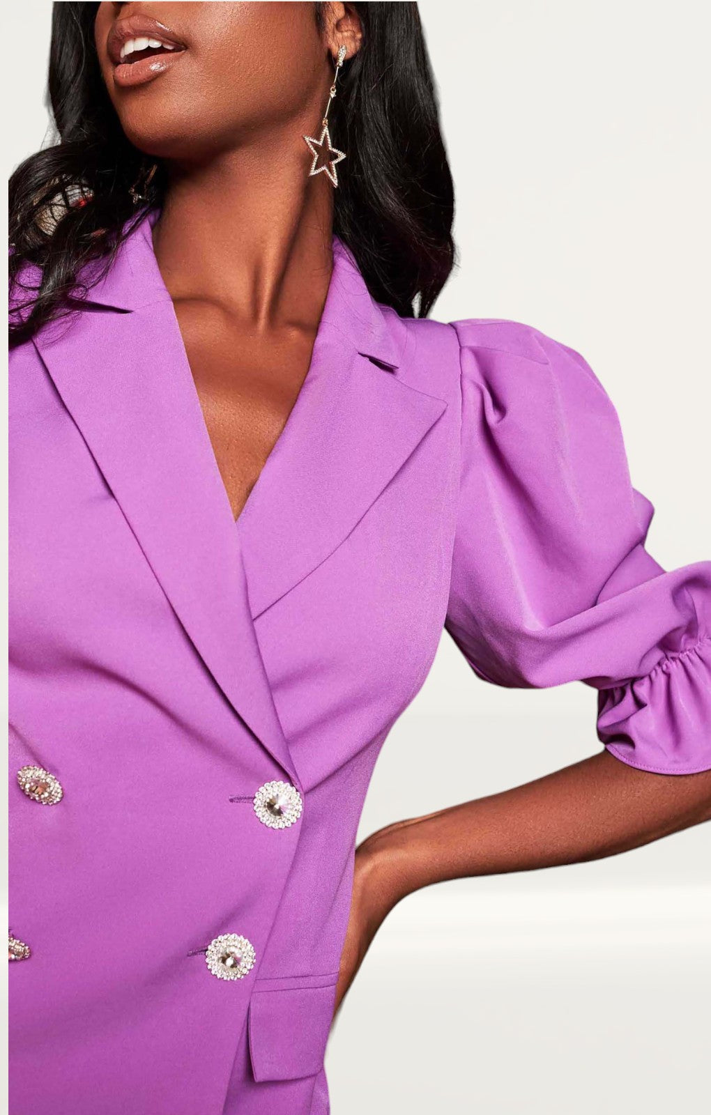 Lavish Alice Purple Balloon Sleeve Blazer And Corset Waist Trousers