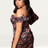 Lavish Alice Rose Print Statement Shoulder Mini Dress product image