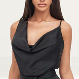 Lavish Alice Satin Cowl Neck Midi Dress In Black product image