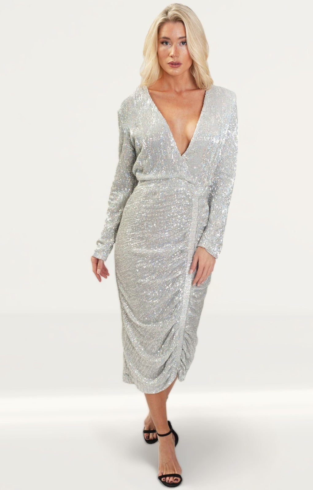 Lavish Alice Silver Sequin Midi Dress product image