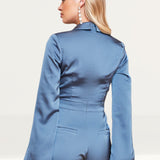 Lavish Alice Steel Blue Satin Blazer Style Playsuit product image