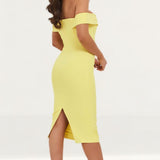 Lavish Alice Yellow Bardot Midi Dress
