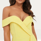 Lavish Alice Yellow Bardot Midi Dress