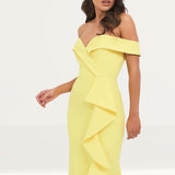 Lavish Alice Yellow Bardot Midi Dress product image