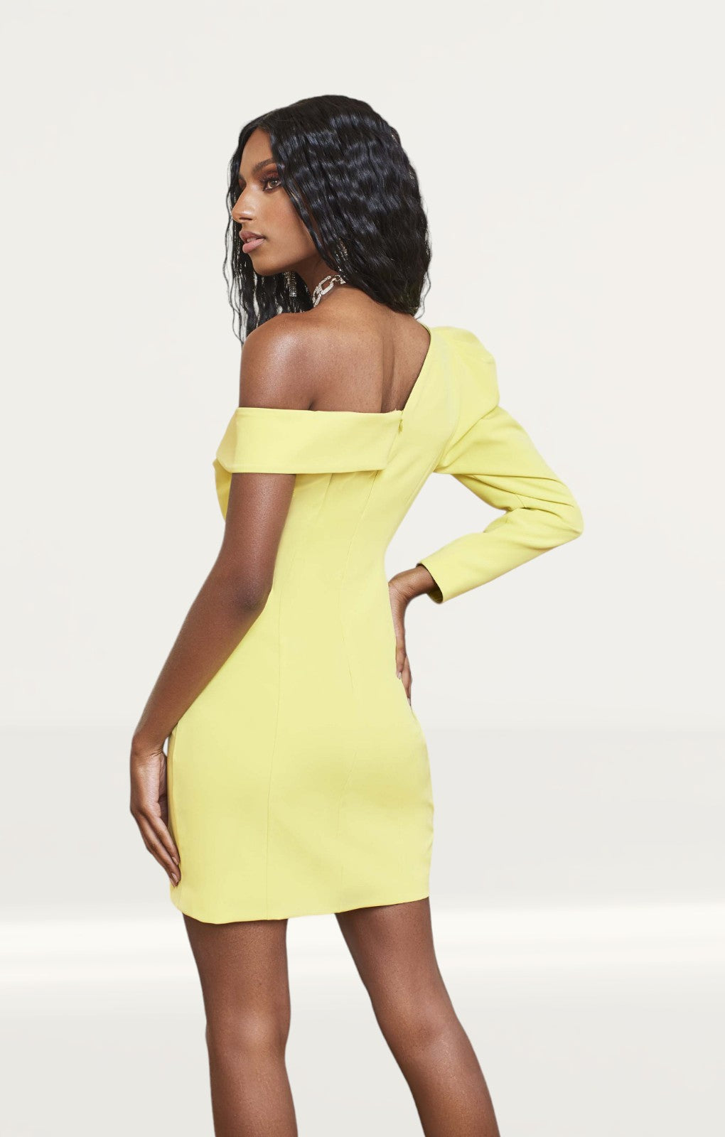 Lavish Alice Yellow Lime Statement Shoulder Mini Dress product image