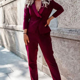 Lavish Alice Cutout Back Satin Tailored Burgundy Jumpsuit product image