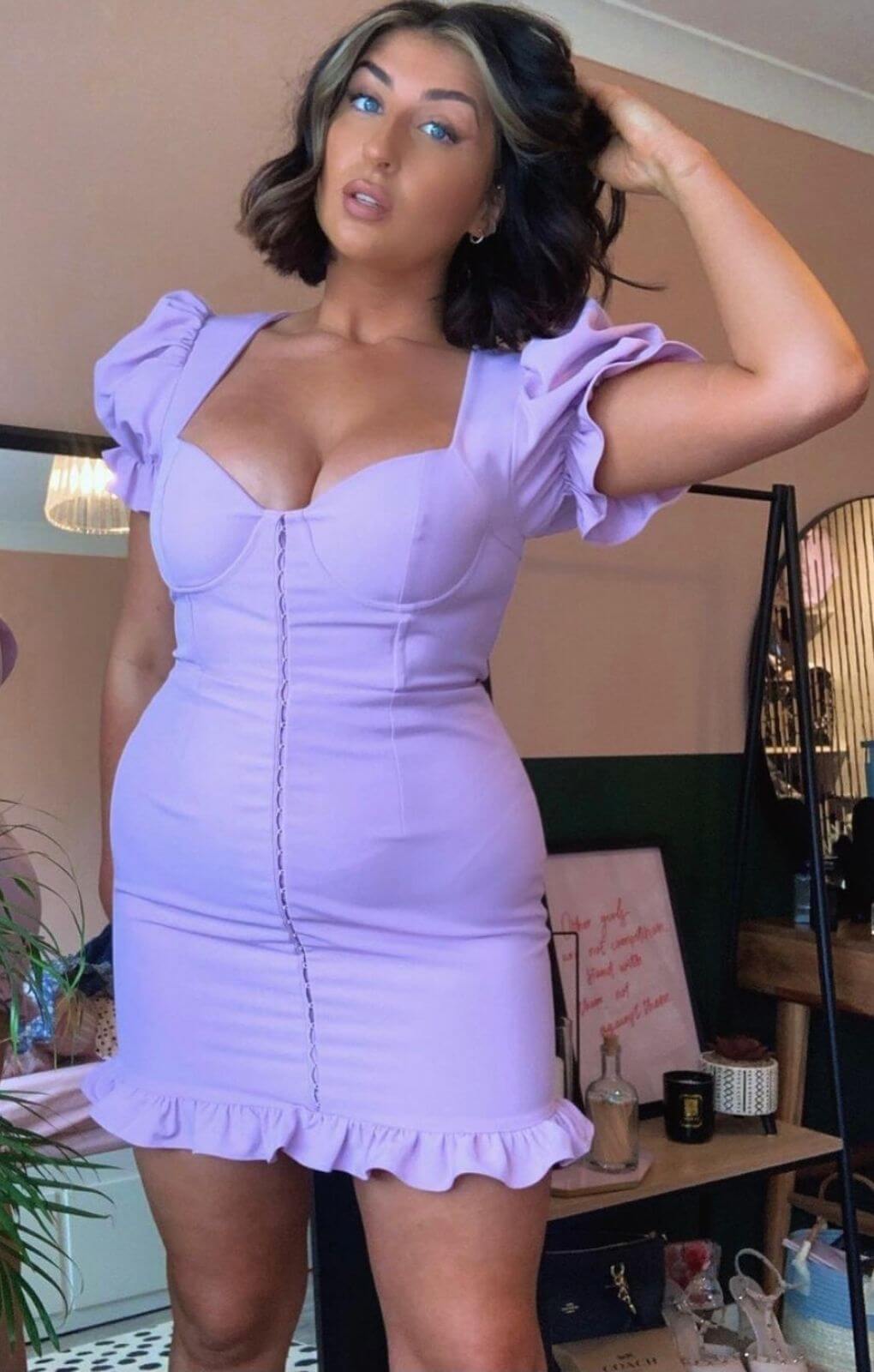 Lavish Alice Pastel Purple Underwire Corset Puff Sleeve Mini