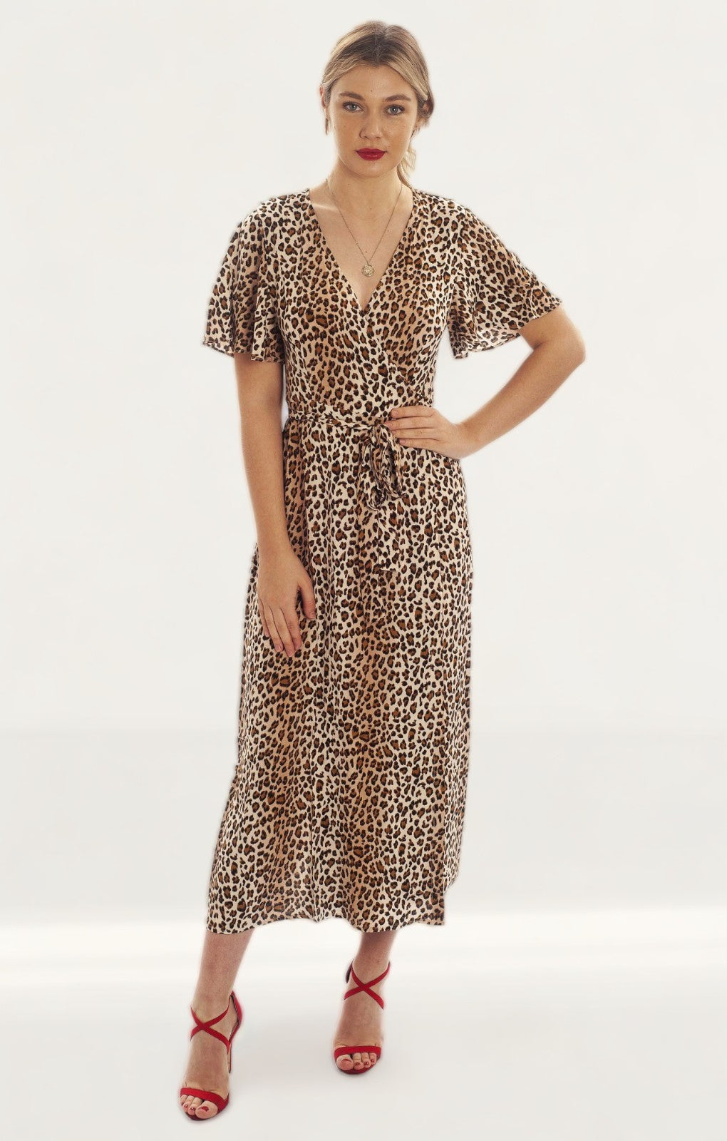 Seven Wonders Leopard Print Wrap Midi Dress product image