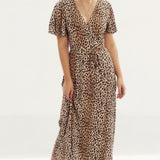 Seven Wonders Leopard Print Wrap Midi Dress