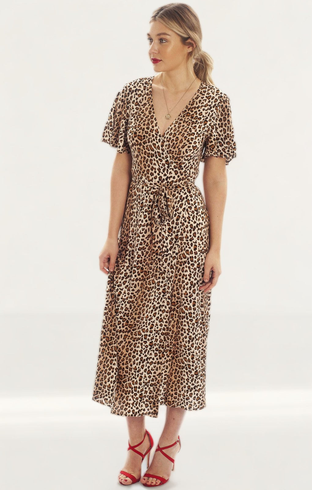 Seven Wonders Leopard Print Wrap Midi Dress product image