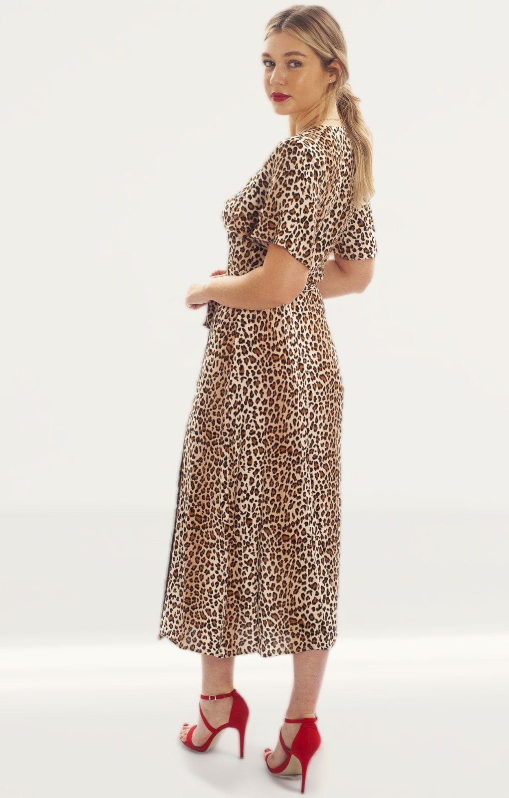 Seven Wonders Leopard Print Wrap Midi Dress product image