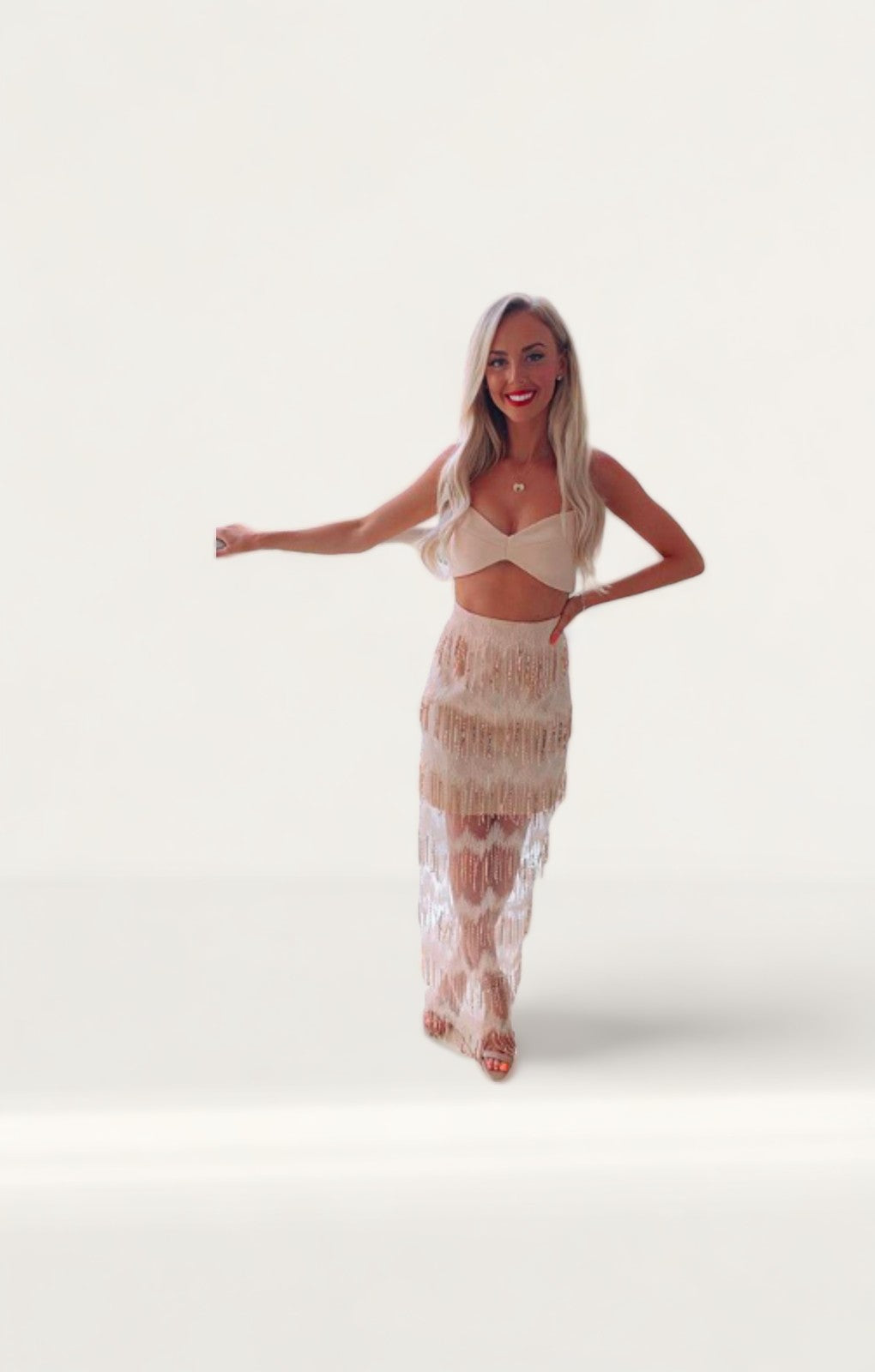 Lexi Pia Midi Dress In Pale Peach