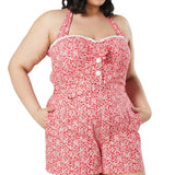 Timeless London Red Print Halterneck Playsuit
