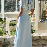 Lipsy Blue Embroidered Flutter Sleeve Maxi Dress product image