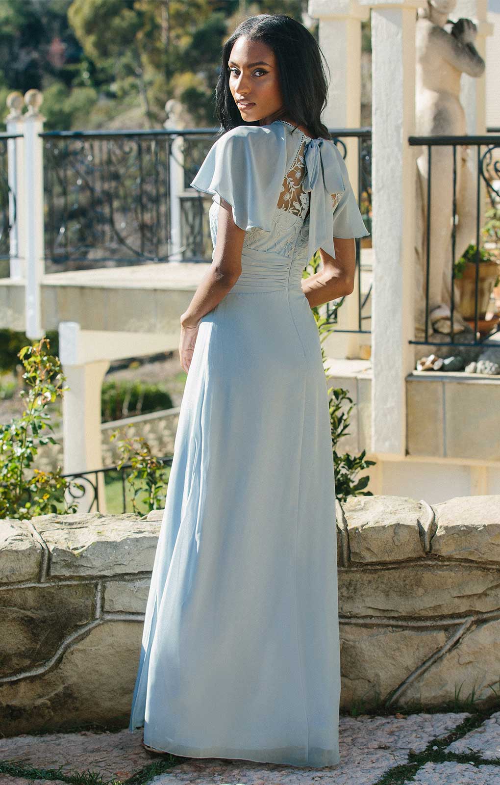 Lipsy Blue Embroidered Flutter Sleeve Maxi Dress product image