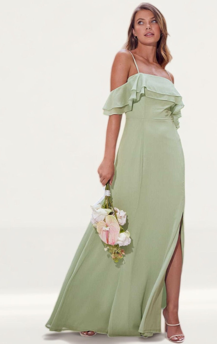 Lipsy Green Cold Shoulder Bridesmaid Maxi Dress product image