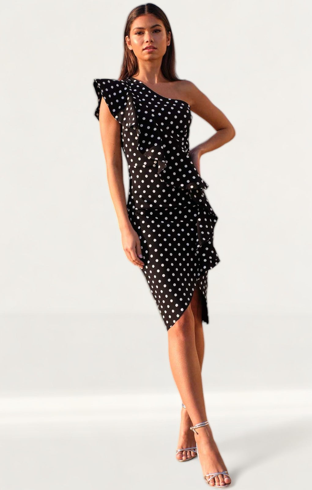 Lipsy One Shoulder Ruffle Midi Dress product image