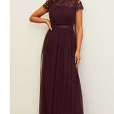 Lipsy Red Lace Top Tulle Maxi Dress product image