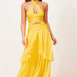 Lipsy Yellow Lydia Cut Out Halter Neck Maxi Dress product image