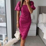 Lipsy Raspberry Pink Square Neck Puff Sleeve Midi Dress product image