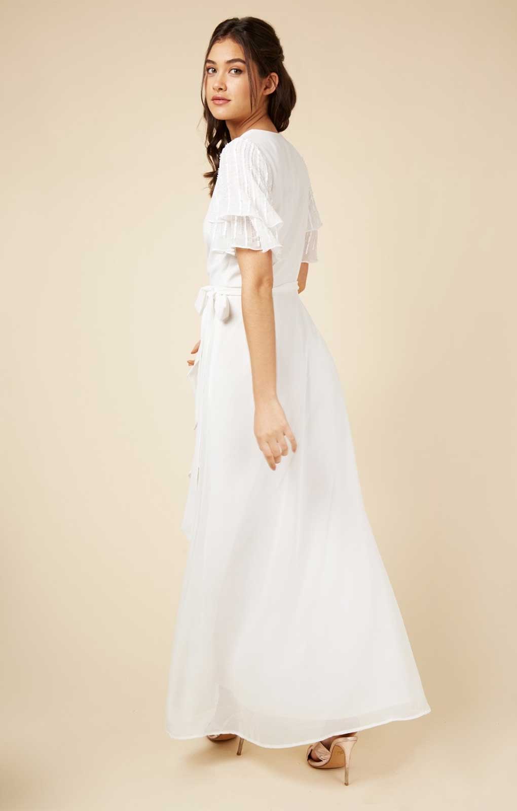 Ambrose Bridal Ivory Embellished Wrap Maxi Dress product image