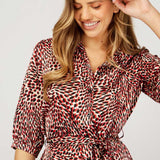 Black And Red Print Midaxi Shirt Dress product image