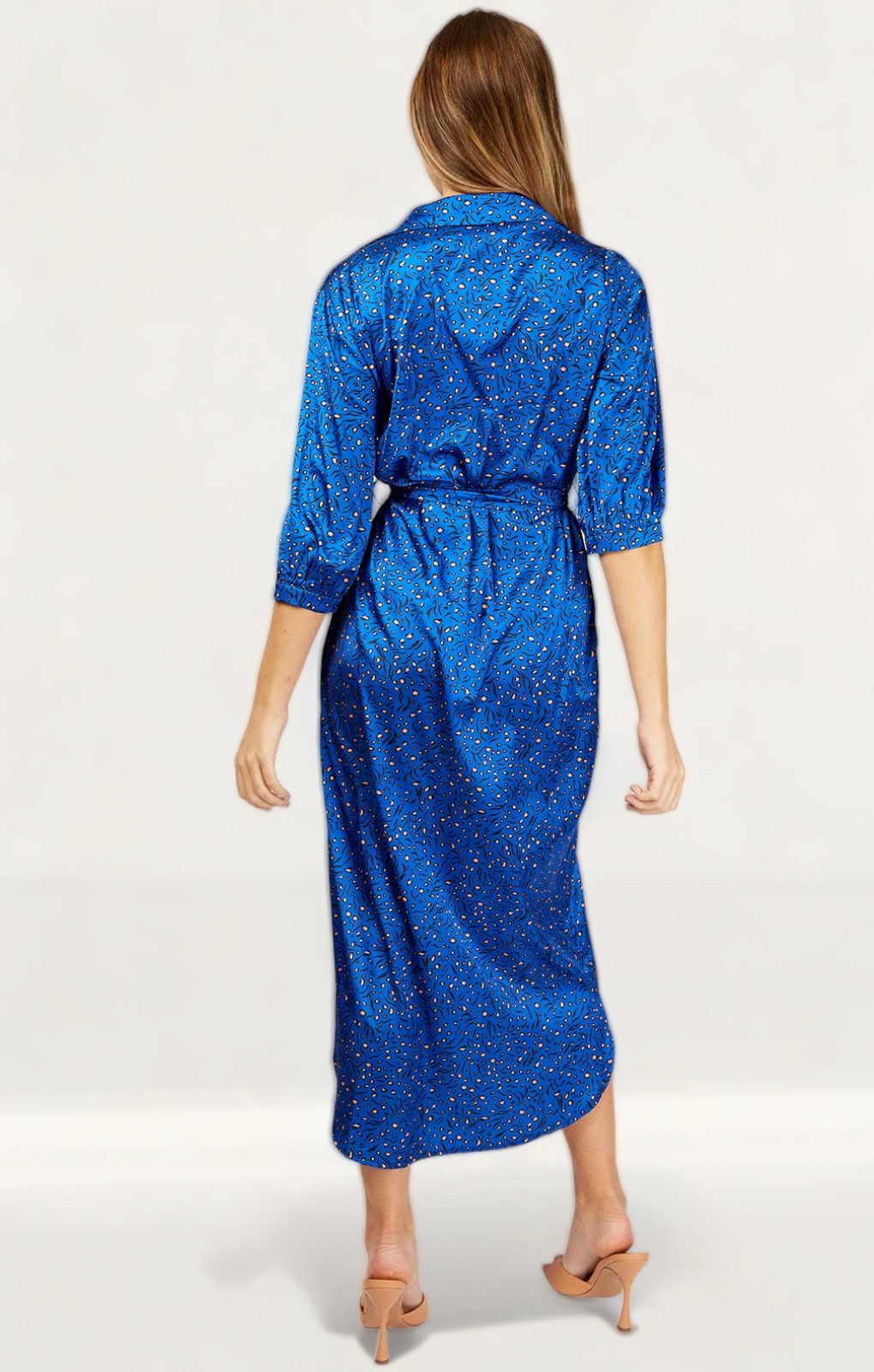 Little Mistress Blue Leopard Print Midaxi Shirt Dress product image