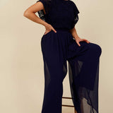 Little Mistress Rafaela Navy Lace Reversible Jumpsuit