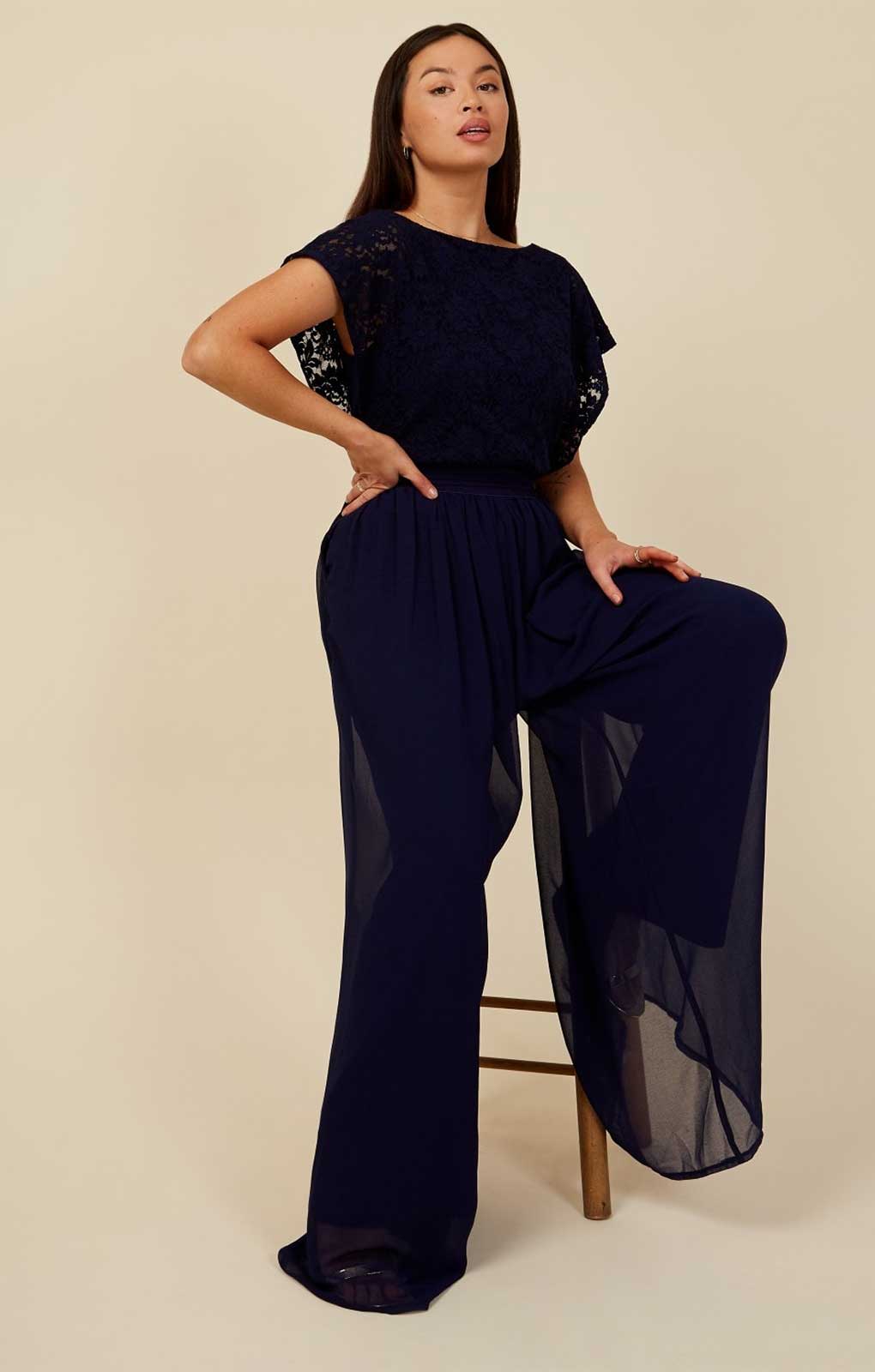 Little Mistress Rafaela Navy Lace Reversible Jumpsuit product image