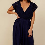 Little Mistress Rafaela Navy Lace Reversible Jumpsuit