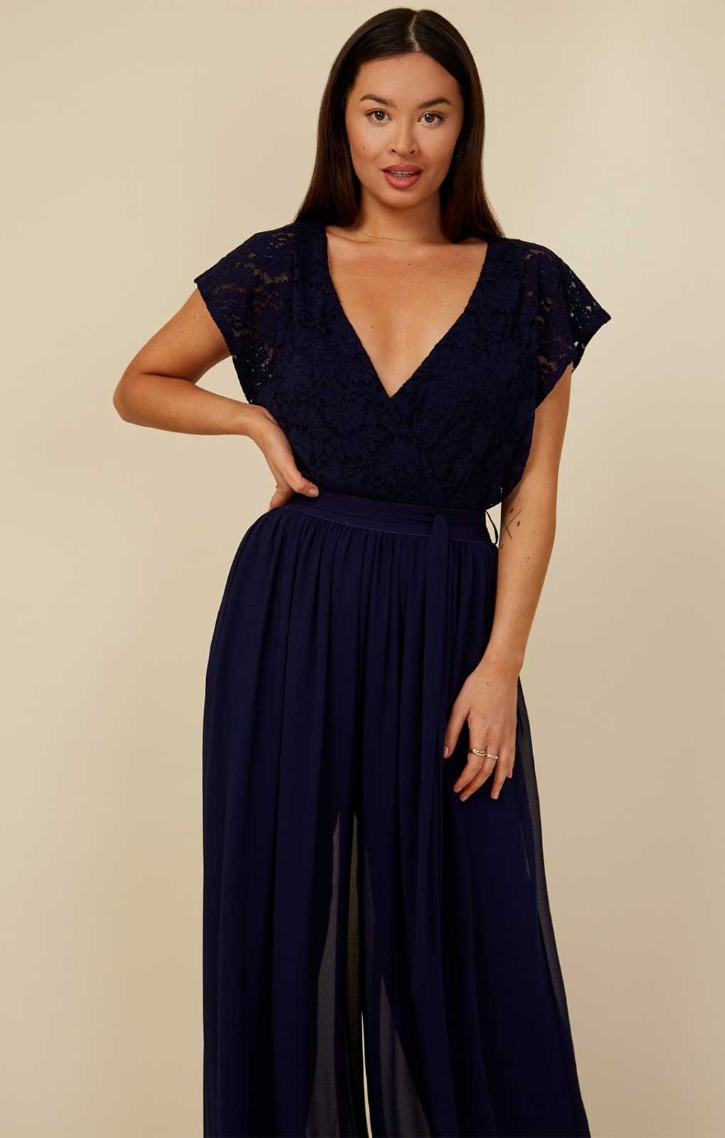 Little Mistress Rafaela Navy Lace Reversible Jumpsuit