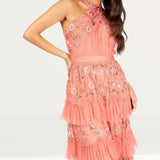 Little Mistress Peach Embroidered Halter Midi product image