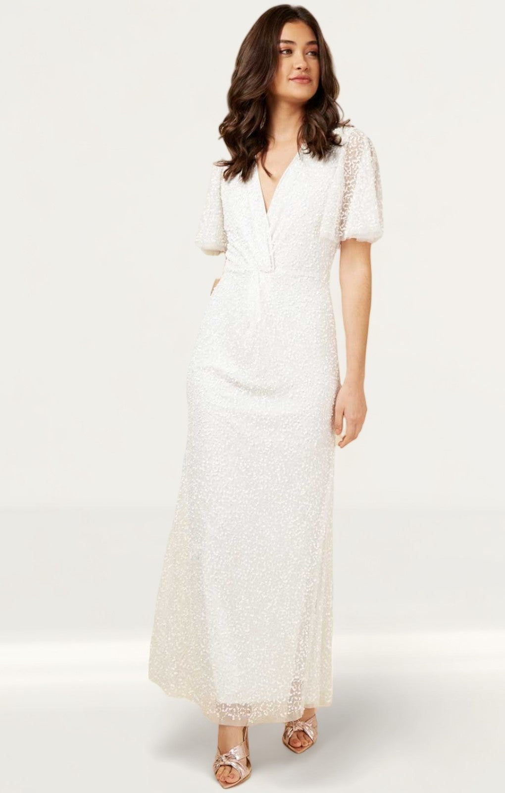 Little Mistress Helen Bridal Ivory Embellished Maxi Dress product image