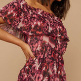 Little Mistress Karter Pink Blossom Floral-Print Bardot Maxi Dress – dresses by Little Mistress, available to rent from Hirestreet