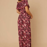 Little Mistress Karter Pink Blossom Floral-Print Bardot Maxi Dress – dresses by Little Mistress, available to rent from Hirestreet