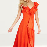 Little Mistress Red Ruffle Maxi