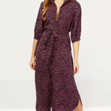 Little Mistress Navy And Pink Spot Print Midaxi Shirt Dress
