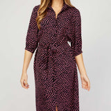 Little Mistress Navy And Pink Spot Print Midaxi Shirt Dress