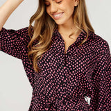 Little Mistress Navy And Pink Spot Print Midaxi Shirt Dress