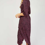 Little Mistress Navy And Pink Spot Print Midaxi Shirt Dress