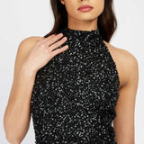Little Mistress Nicky Black Embellished Sequin Maxi Dress product image