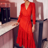 Little Mistress Red Wrap Midaxi Dress