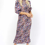 Little Mistress Multi Spot Print Shirred Midi