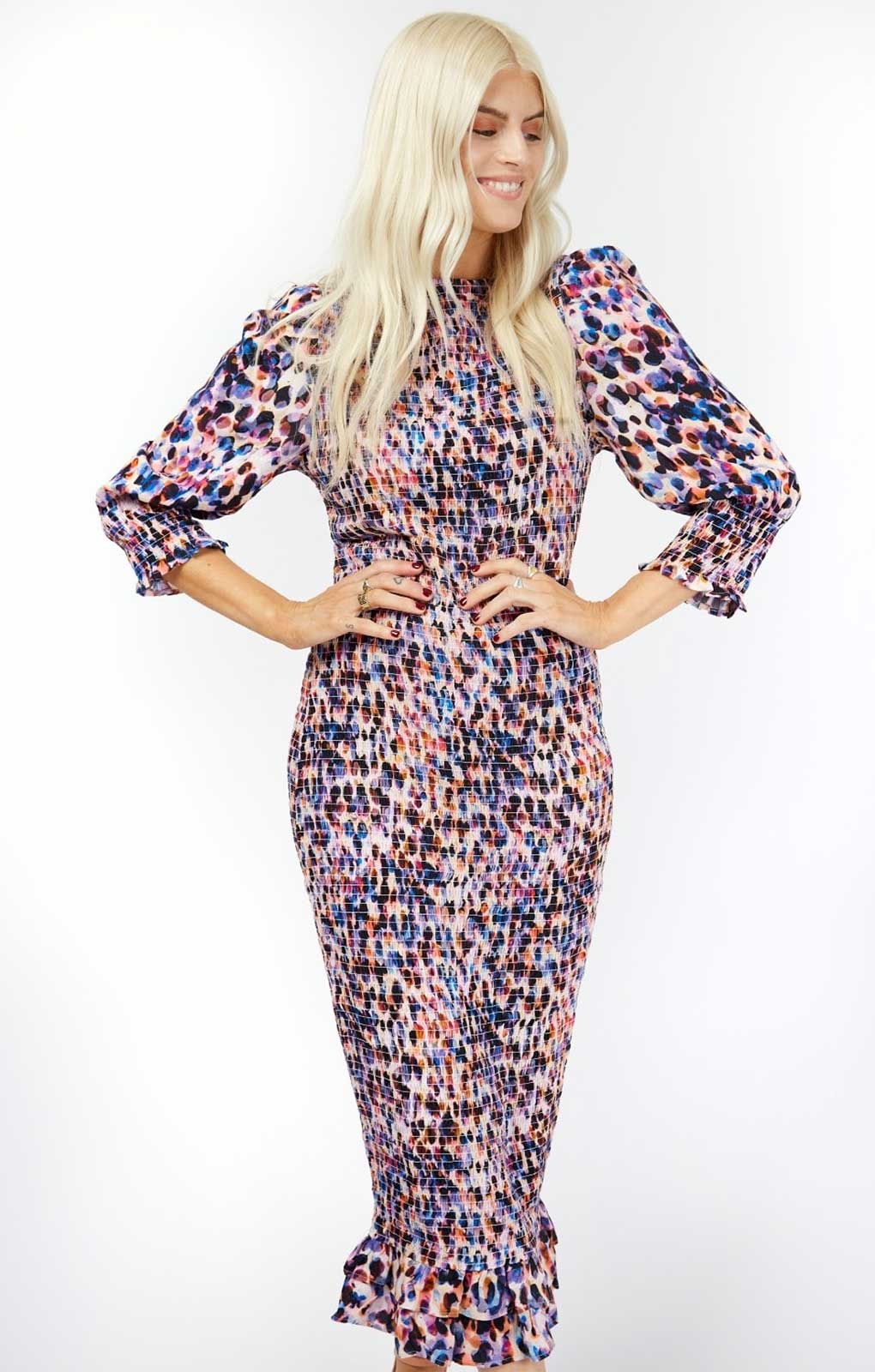 Little Mistress Multi Spot Print Shirred Midi product image