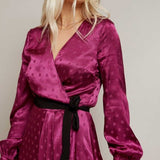 Little Mistress Tasmin Mulberry Polka-Dot Asymmetric Maxi Wrap Dress product image