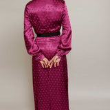 Little Mistress Tasmin Mulberry Polka-Dot Asymmetric Maxi Wrap Dress product image