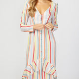 Little Mistress Multi Stripe Midaxi Dress