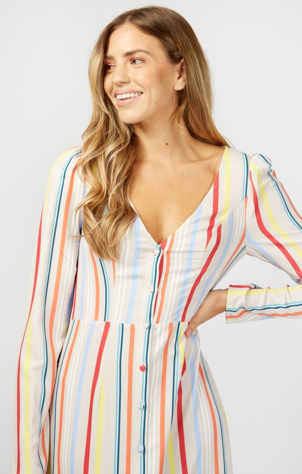 Little Mistress Multi Stripe Midaxi Dress