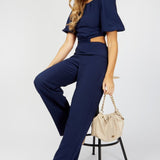 Little Mistress Navy Cut Out Jumpsuit